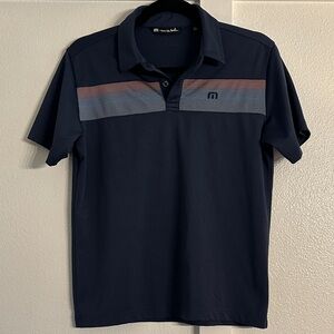 Boys TRAVIS MATTHEWS Navy Blue Polo golf Shirt sz L